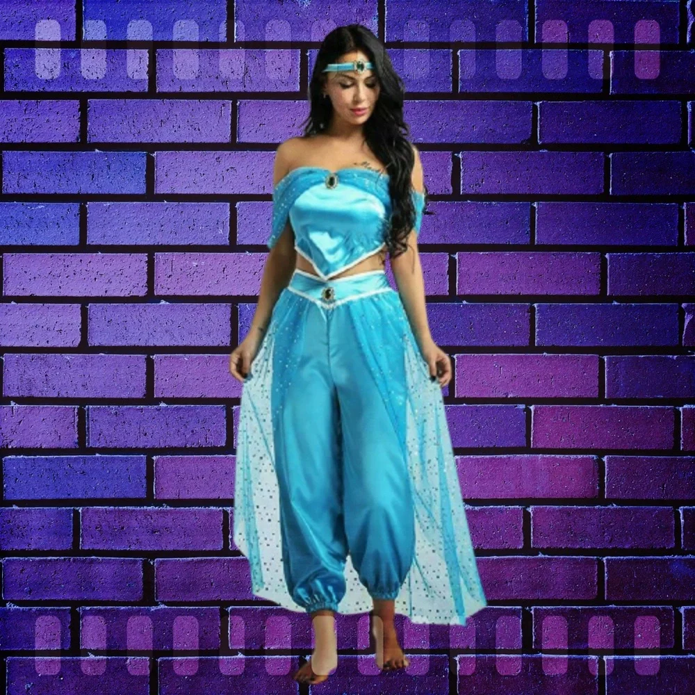 open lace back dress Princess Jasmine's Engagement Costume Dress